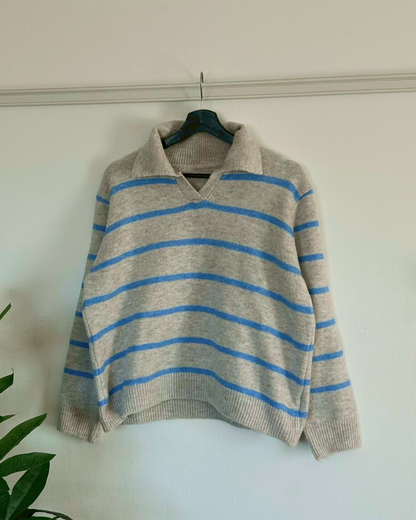 クロップドボーダーニットポロシャツ AS0290