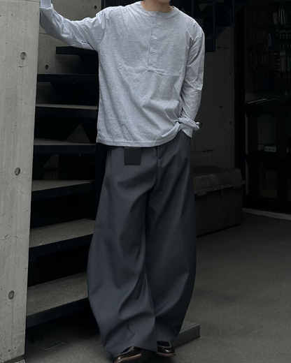 ヘンリーネックボックスカットロングTシャツ AS0386