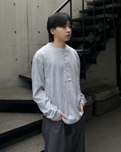 ヘンリーネックボックスカットロングTシャツ AS0386