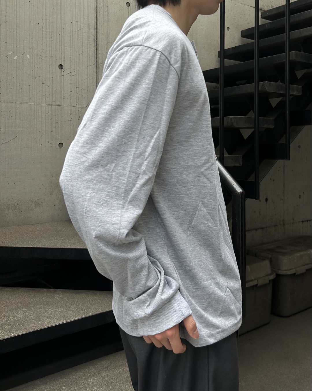 ヘンリーネックボックスカットロングTシャツ AS0386