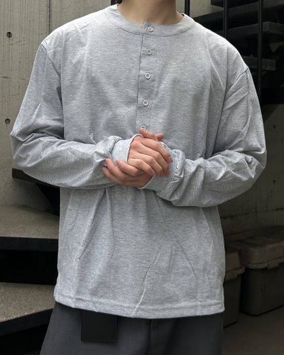 ヘンリーネックボックスカットロングTシャツ AS0386