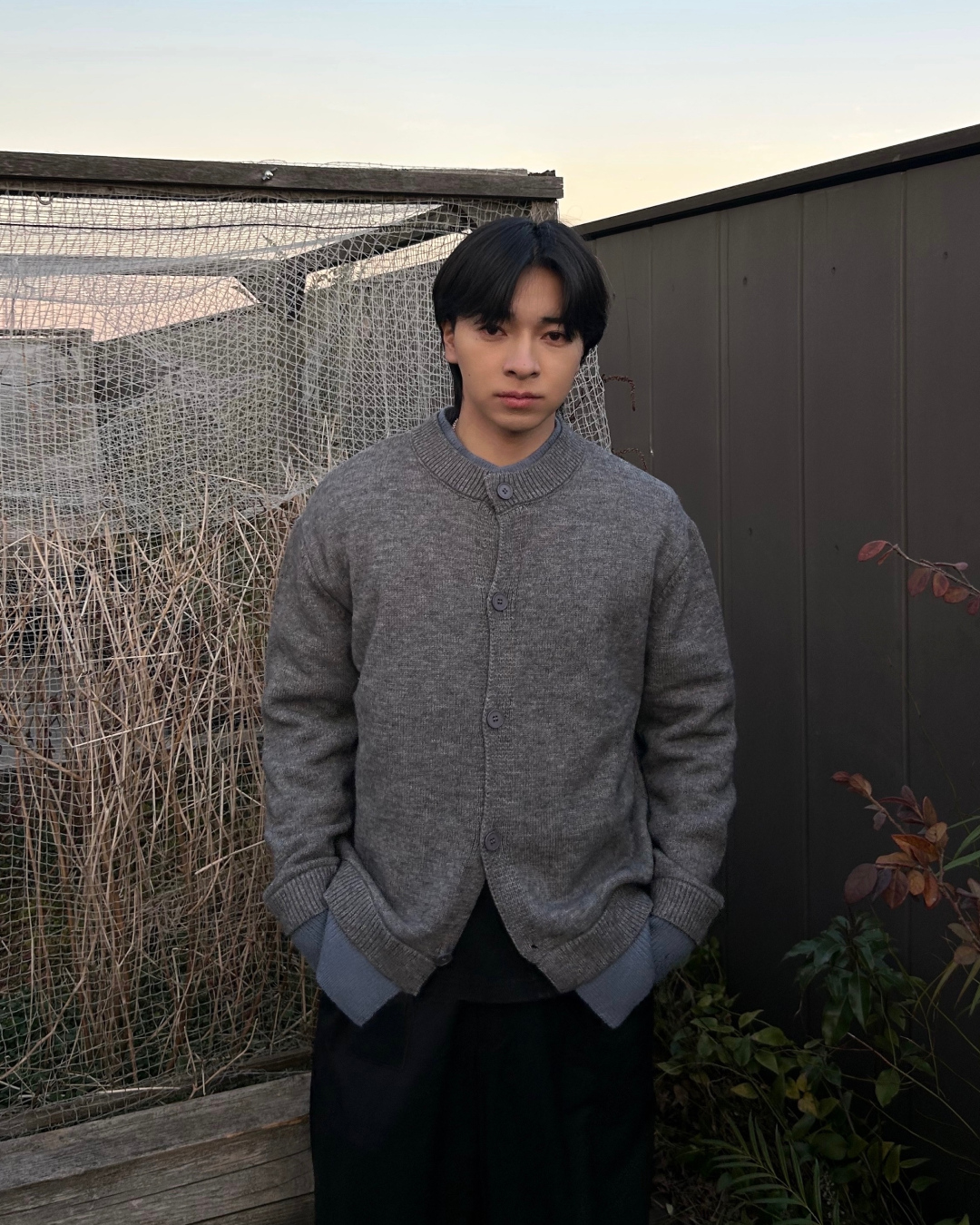 レイヤードヘンリーネックニットカーディガン AS0381