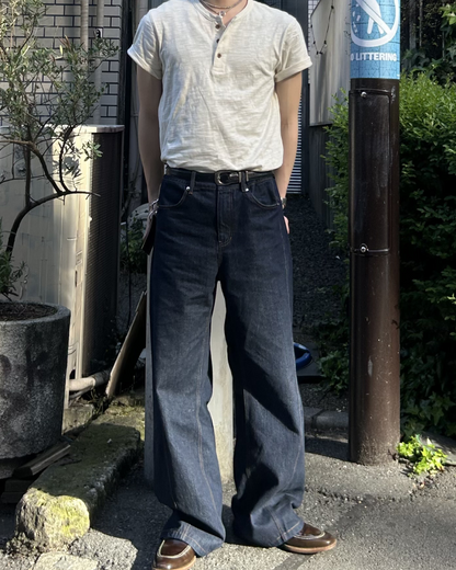 ヘンリーネックリネンコットンTシャツ AS0389