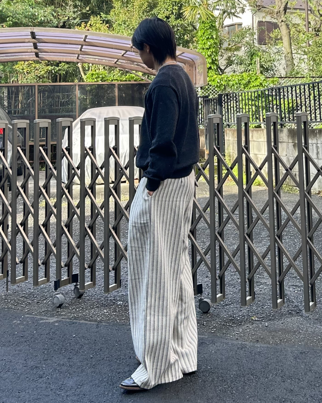 ストライプタックワイドスラックス AS0406