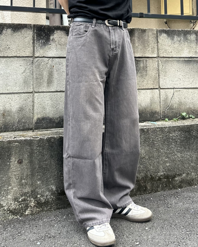 ピンクグレーストレートデニム AS0411