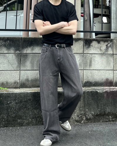 ピンクグレーストレートデニム AS0411