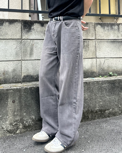 ピンクグレーストレートデニム AS0411