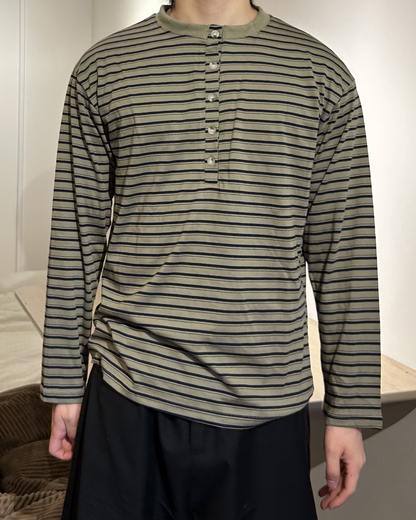 スリムヘンリーネックボーダーTシャツ AS0418
