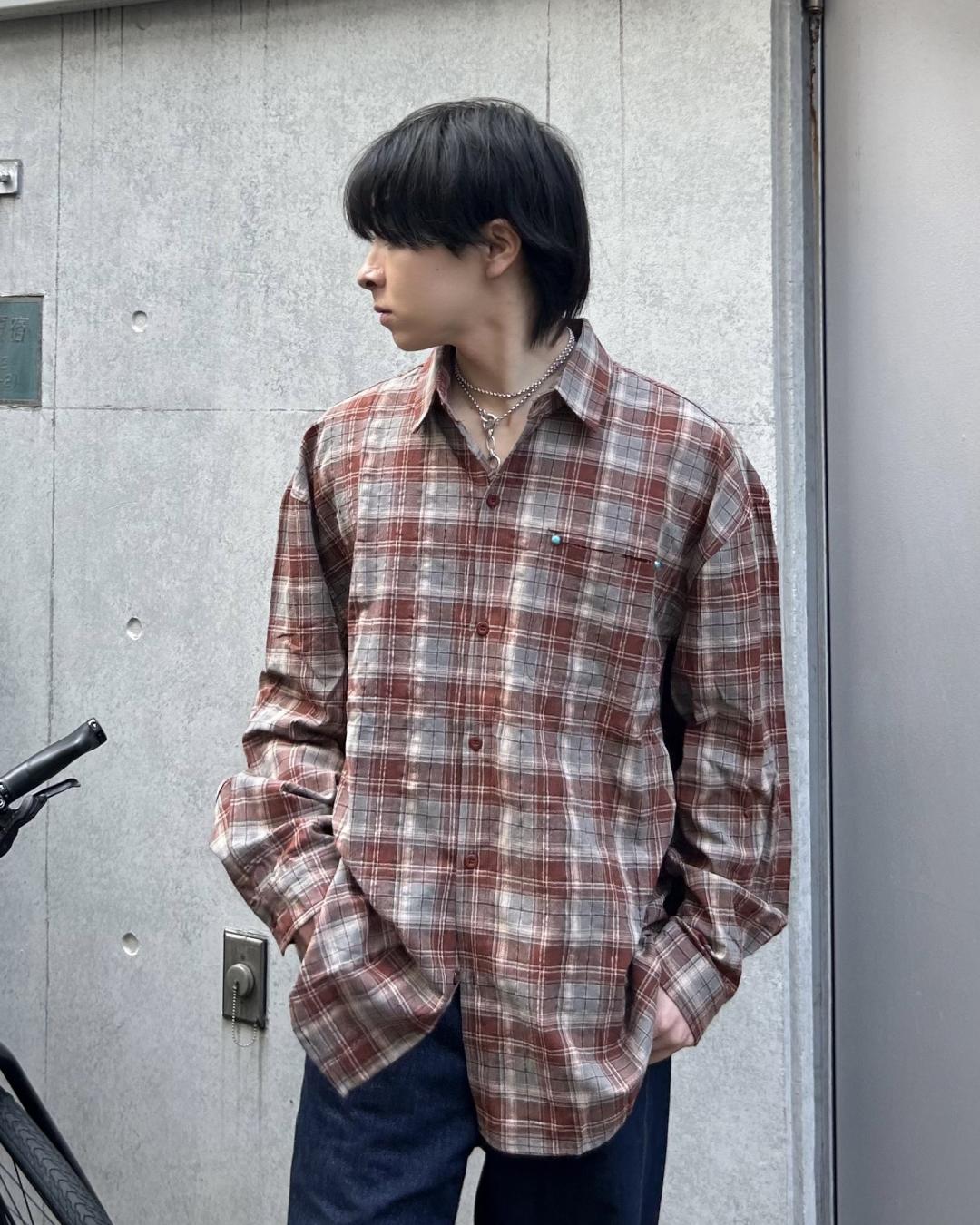 ターコイズスタッズチェックシャツ AS0424