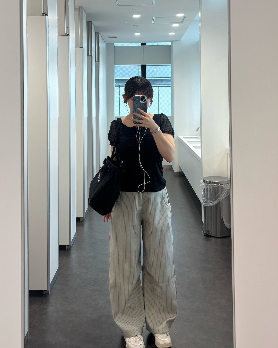 ピンストライプルーズワイドスラックス AT0032
