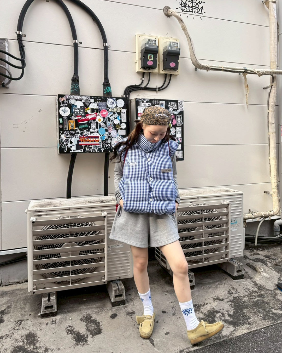 (rsrkd801 )supplier チェック柄ダウンベスト UNISEX]オーバーサイズチェックダウンベスト | ファッション通販