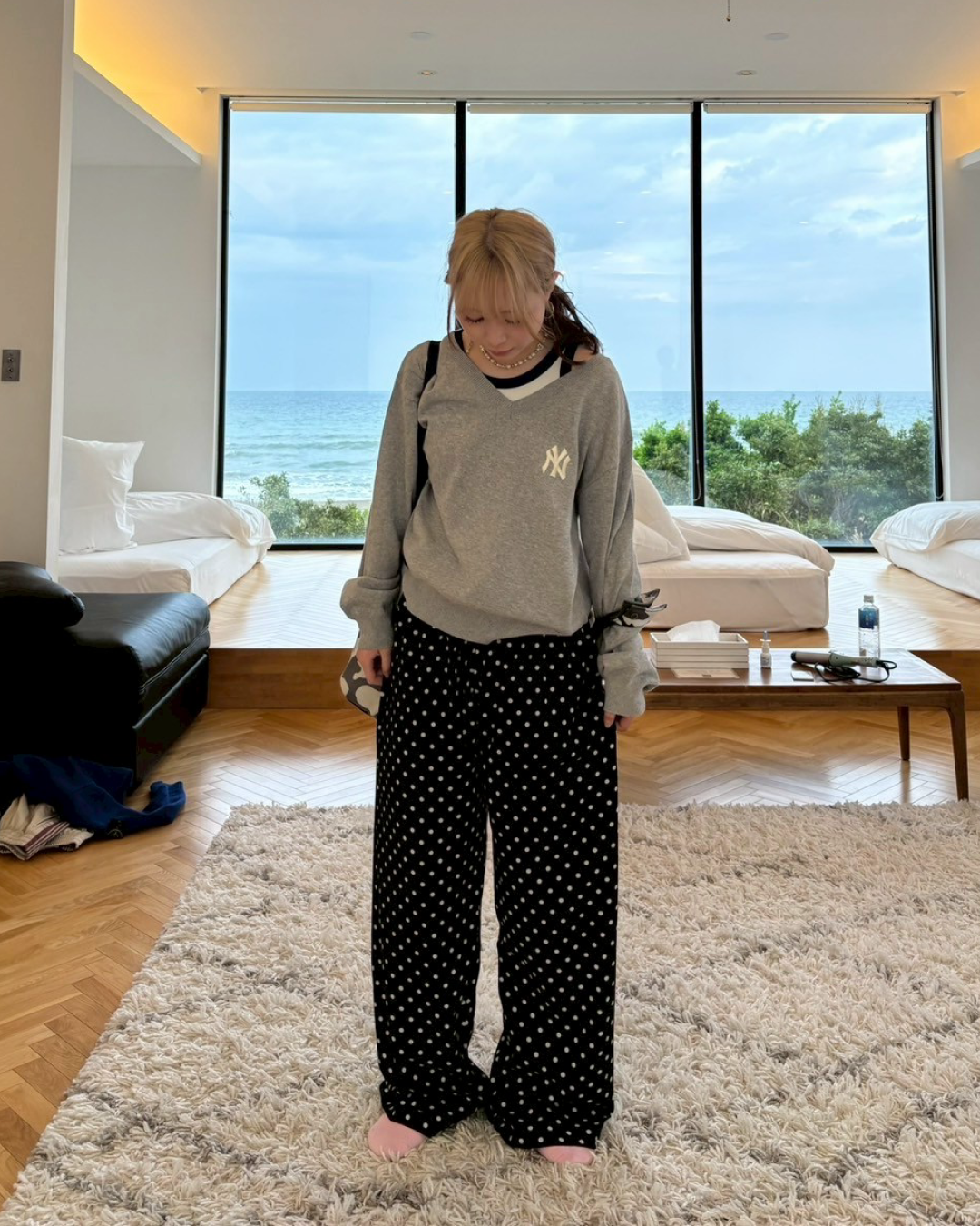 ドットドレープワイドパンツ AW1003
