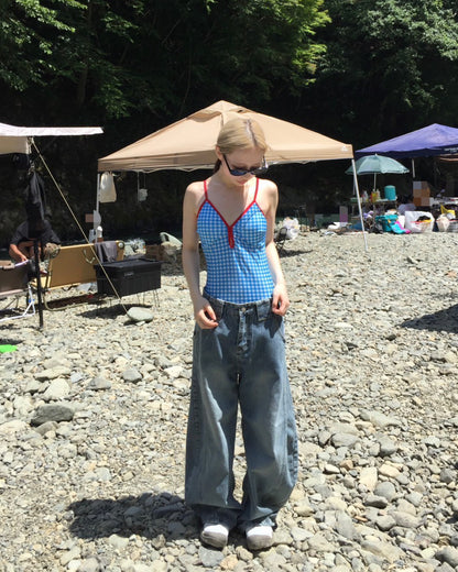 レトロブルーチェックスイムウェア AW1121
