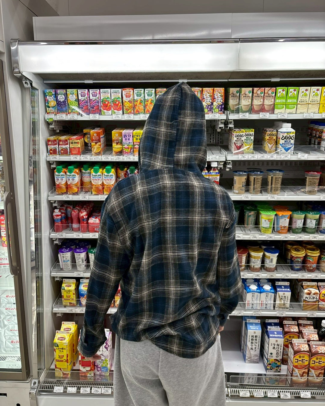 フード付きチェックシャツ AW1165