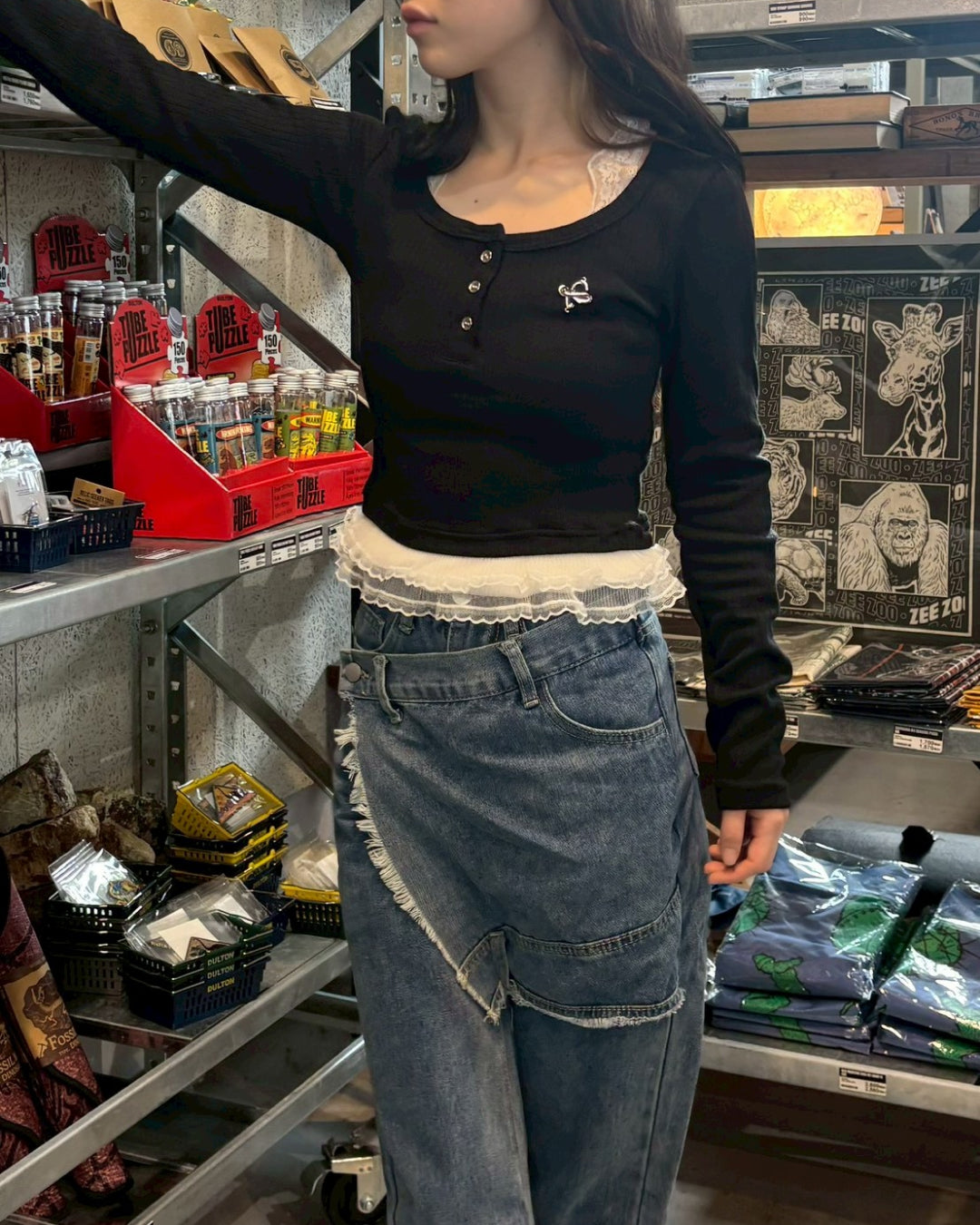 レースレイヤードトップス AW1174