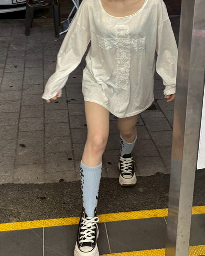 クロスレース一ワンショルダーロングTシャツ
AW1175