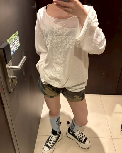 クロスレース一ワンショルダーロングTシャツ
AW1175