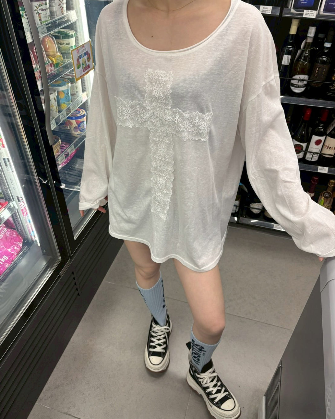 クロスレース一ワンショルダーロングTシャツ
AW1175