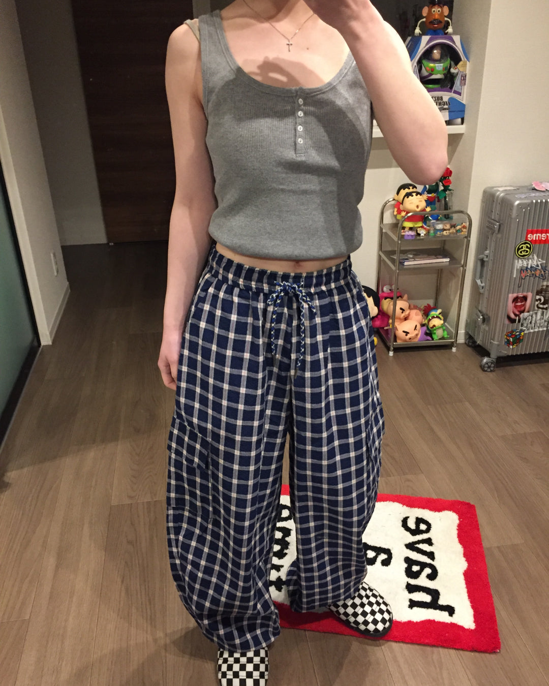 チェックワイドパンツ AW1251