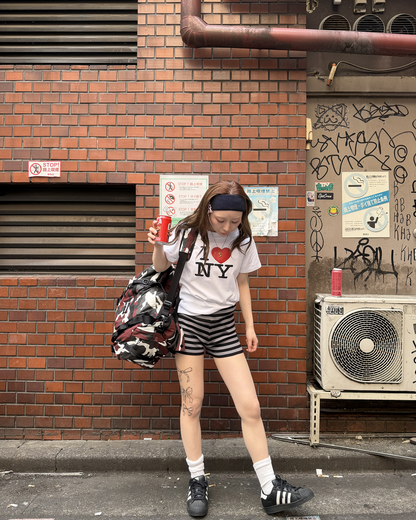ハイウエストボーダーニットショートパンツ  AW1267