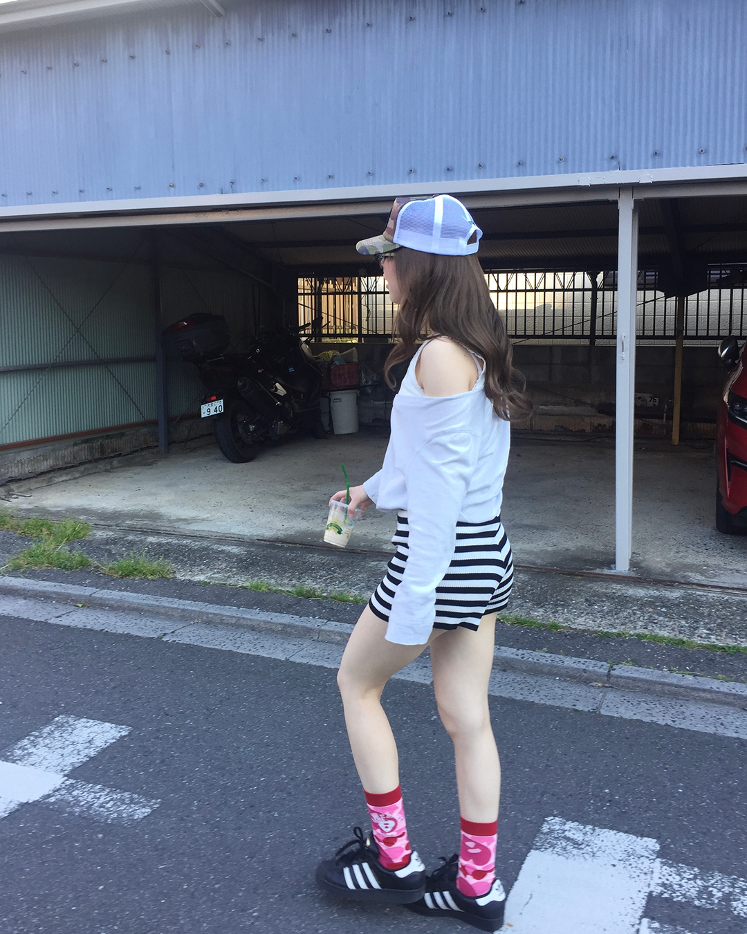 ハイウエストボーダーニットショートパンツ  AW1267