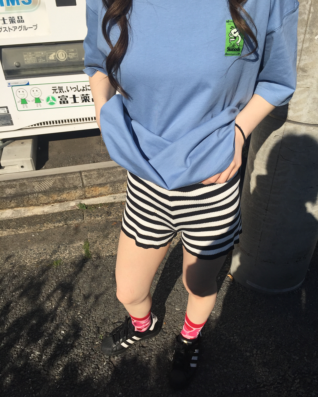 ハイウエストボーダーニットショートパンツ  AW1267
