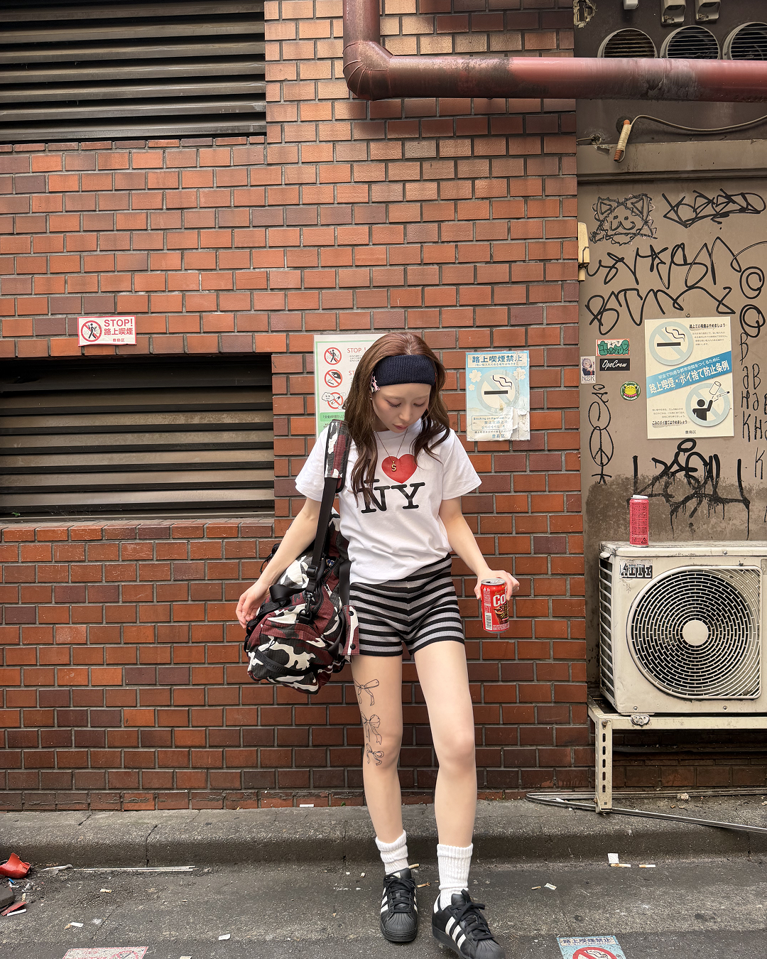 ハイウエストボーダーニットショートパンツ  AW1267