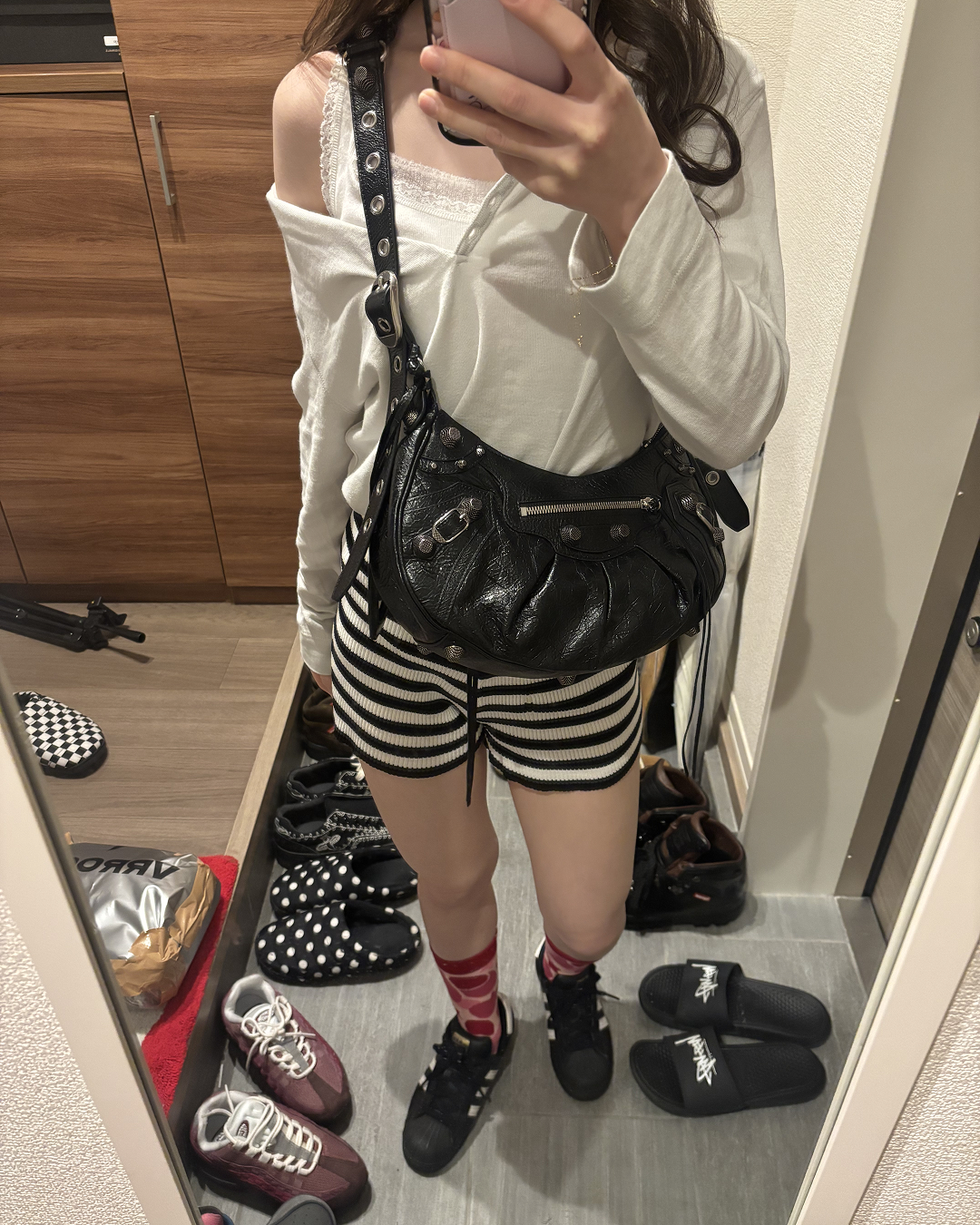 ハイウエストボーダーニットショートパンツ  AW1267