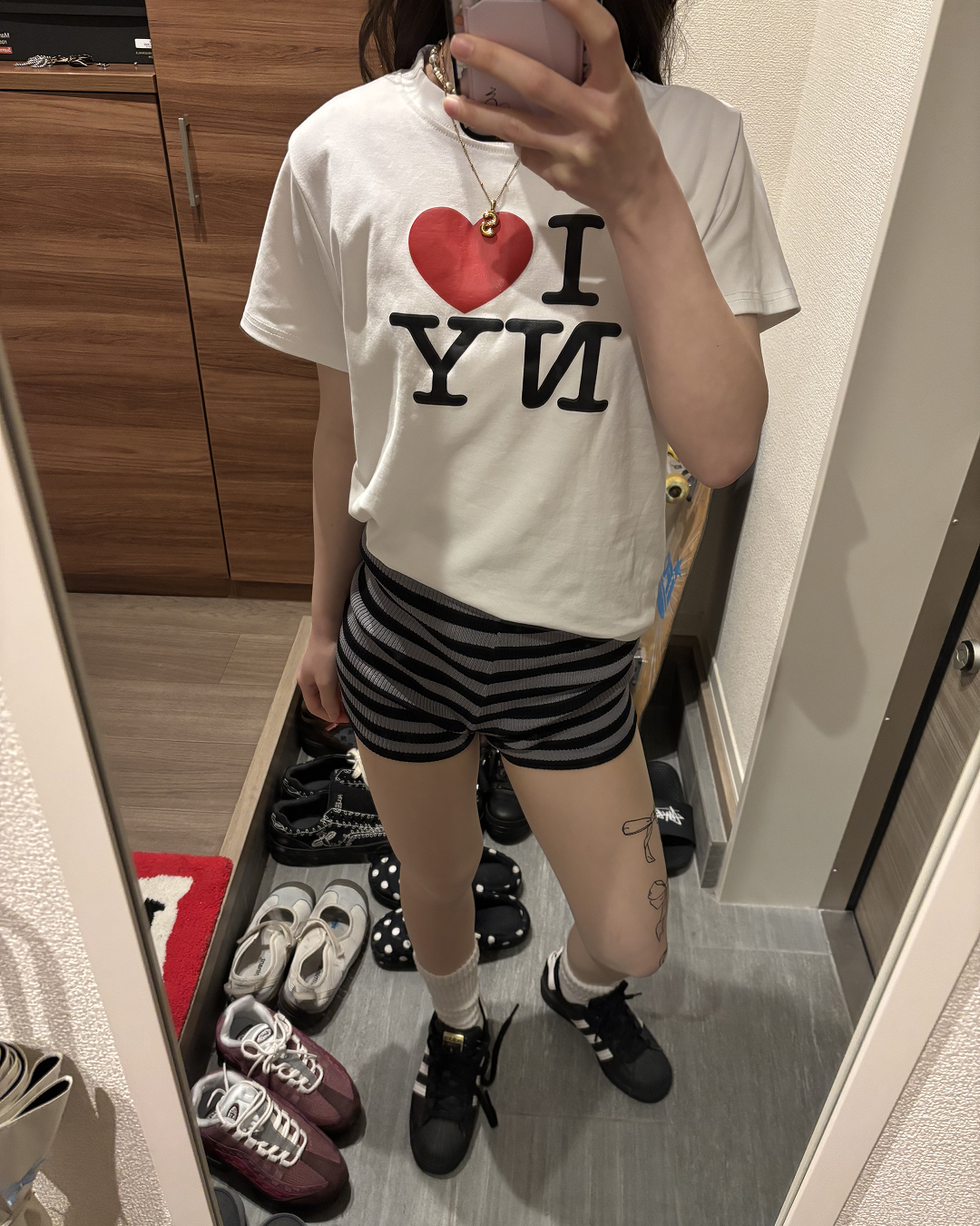 ハイウエストボーダーニットショートパンツ  AW1267