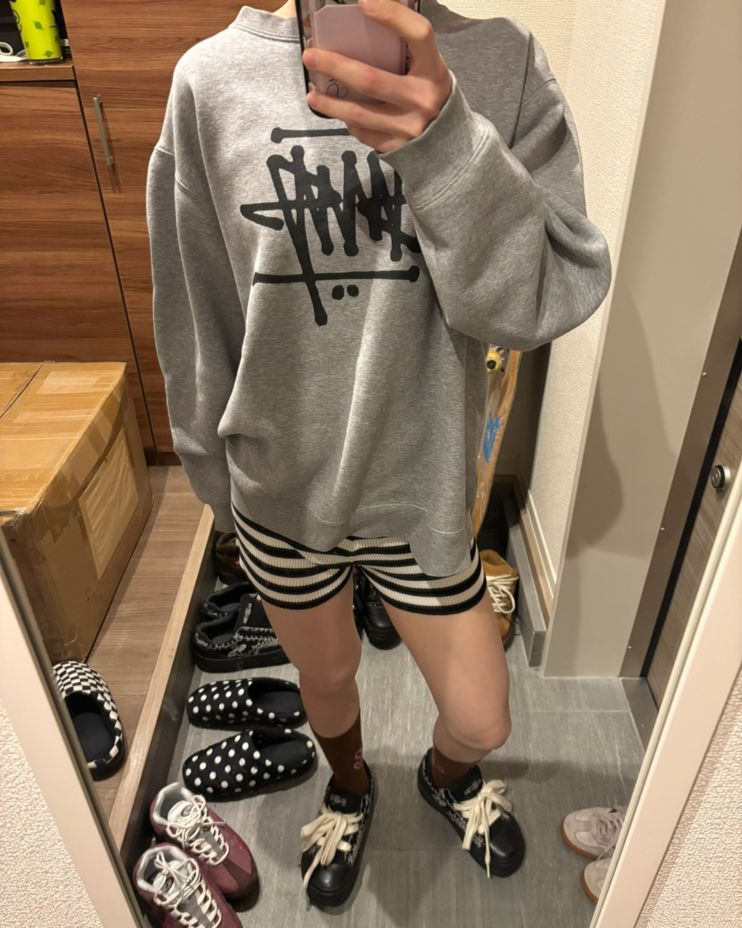ハイウエストボーダーニットショートパンツ  AW1267
