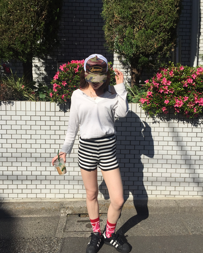 ハイウエストボーダーニットショートパンツ  AW1267