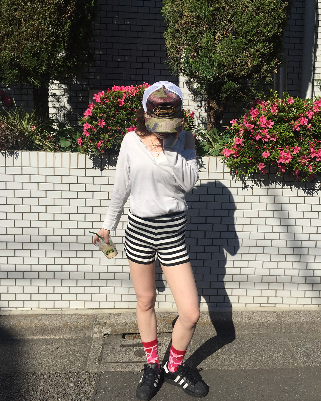 ハイウエストボーダーニットショートパンツ  AW1267
