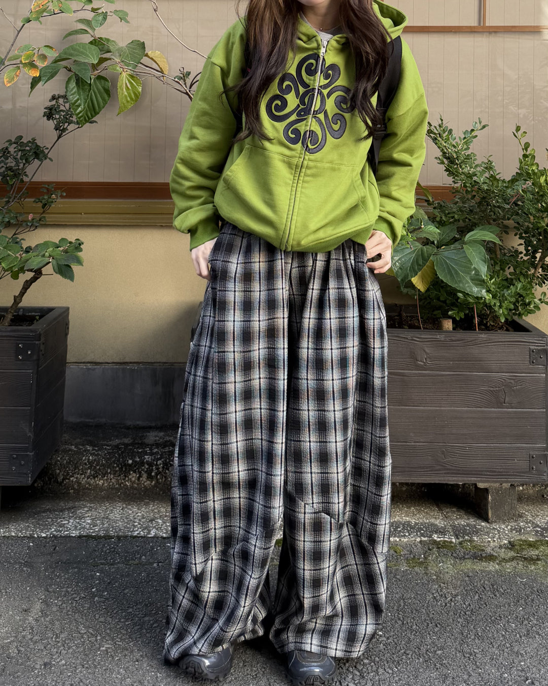 ワイドレッグチェックドレープパンツ
AW3001