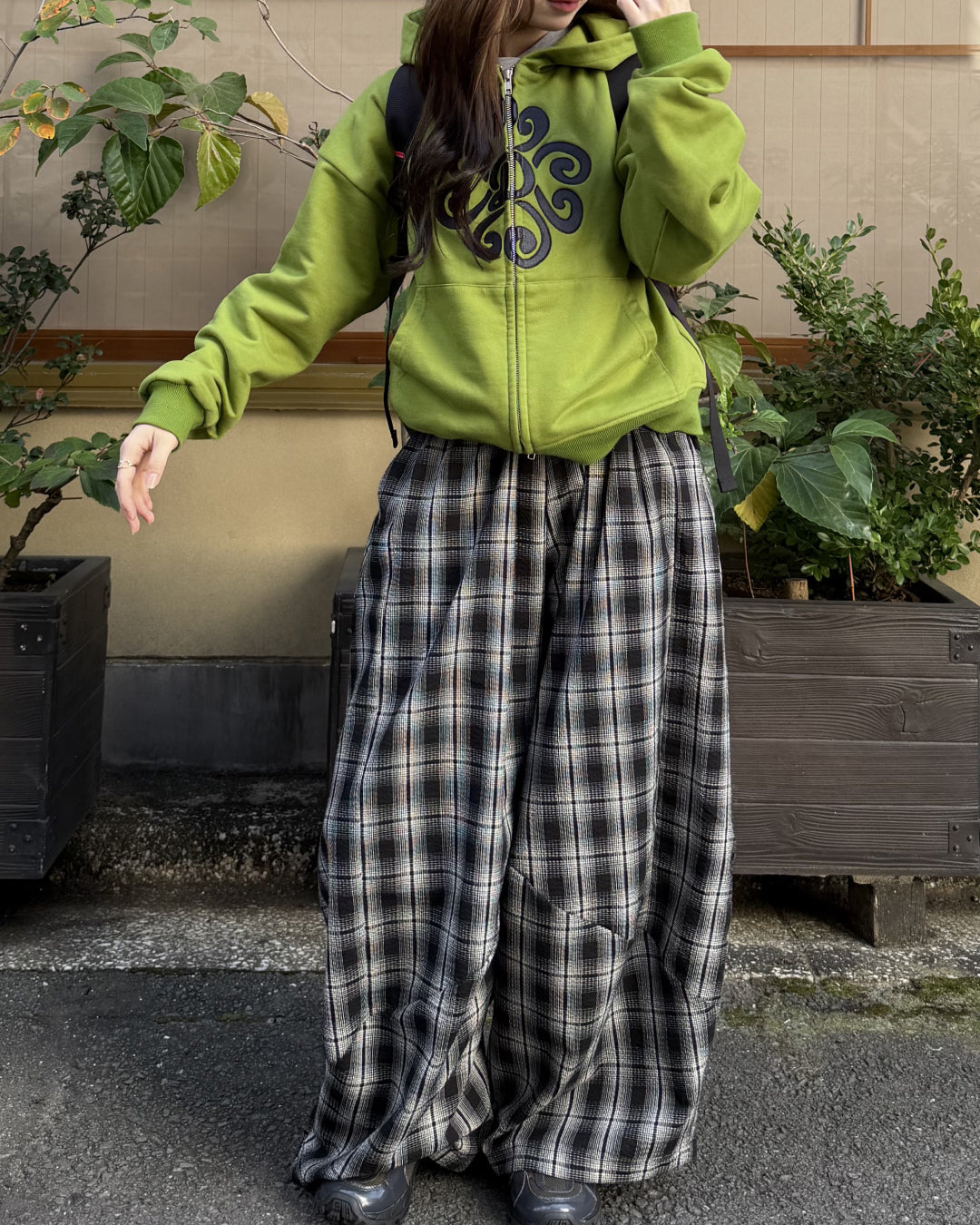 ワイドレッグチェックドレープパンツ
AW3001