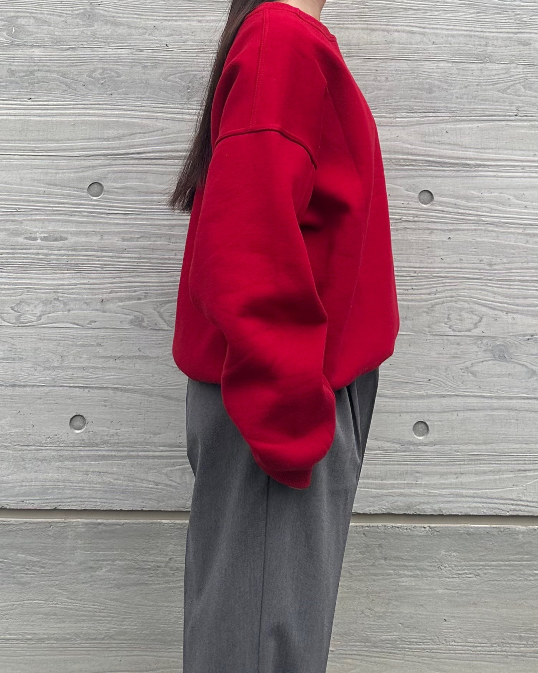 Fleece-lined big size color sweatshirt AY0005