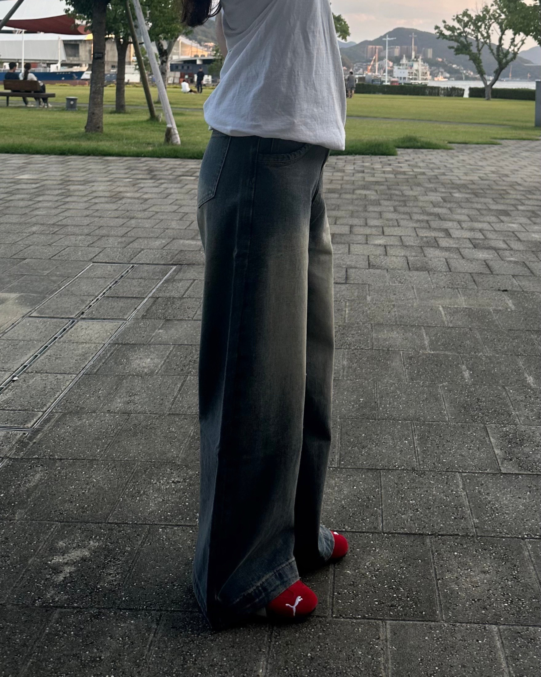 ハイウエストロングストレートパンツ　AY0031