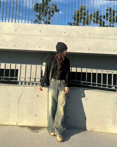 【即納】ブラックショートジップジャケット　AY0105