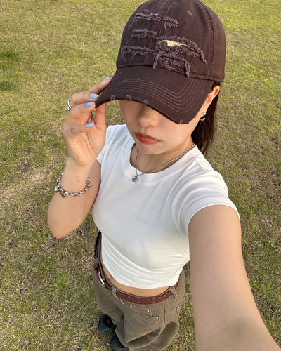 【即納】サイドシャーリングミニTシャツ AY0638