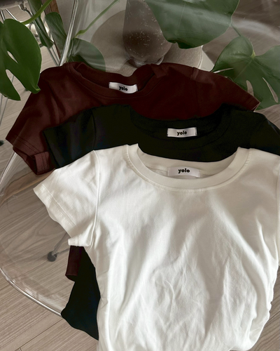 【即納】サイドシャーリングミニTシャツ AY0638