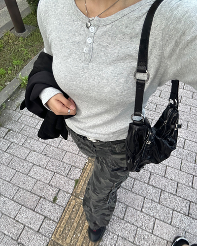 【即納】ヘンリーネックピュアデザインTシャツ AY0702