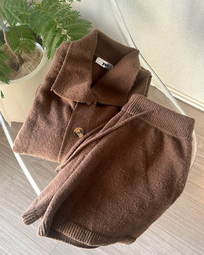 【即納】ポロカラーニットセットアップ AY1064