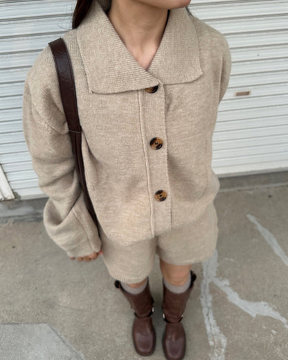 【即納】ポロカラーニットセットアップ AY1064