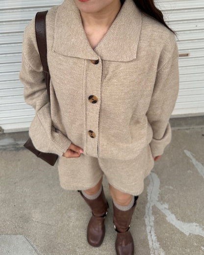 【即納】ポロカラーニットセットアップ AY1064