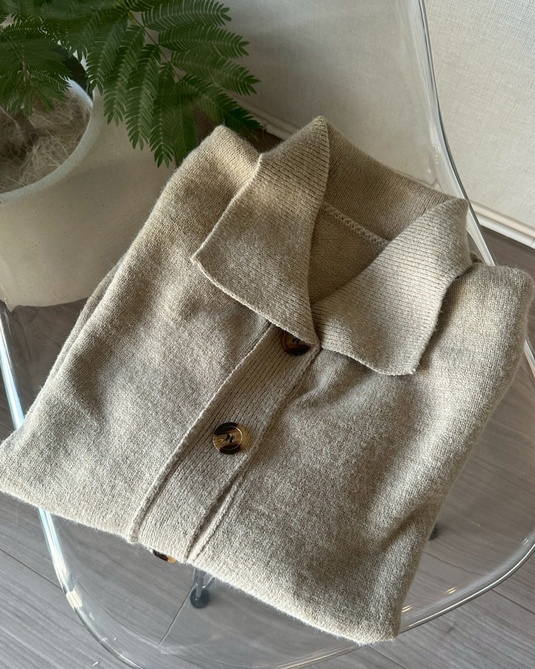 【即納】ポロカラーニットセットアップ AY1064