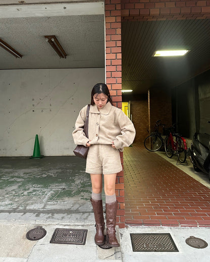 【即納】ポロカラーニットセットアップ AY1064