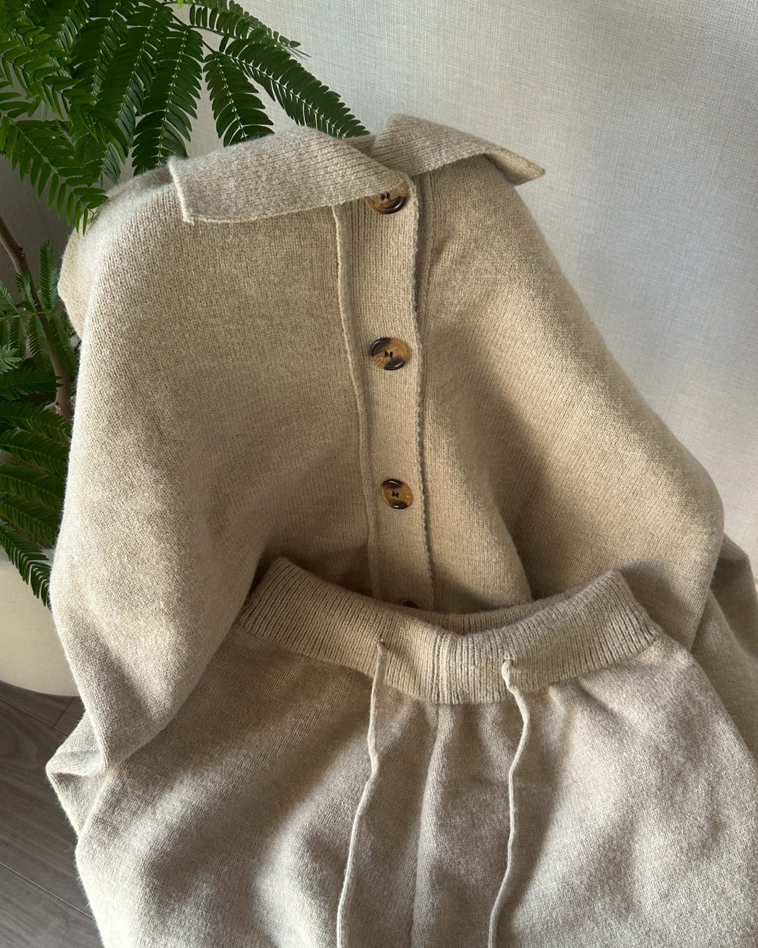 【即納】ポロカラーニットセットアップ AY1064