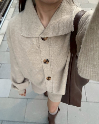 【即納】ポロカラーニットセットアップ AY1064