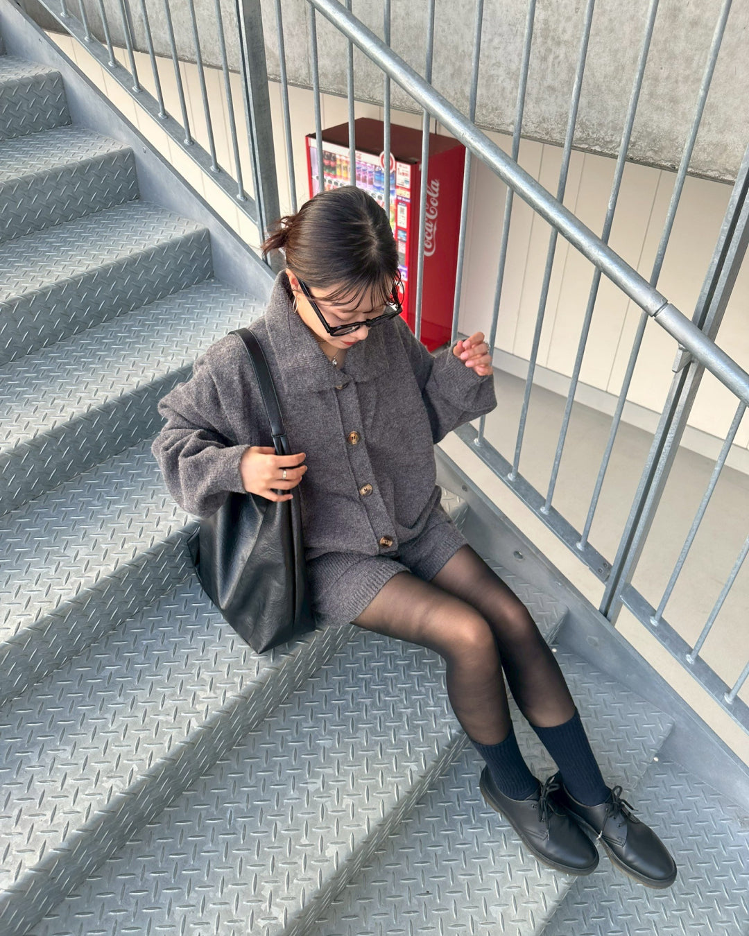 【即納】ポロカラーニットセットアップ AY1064