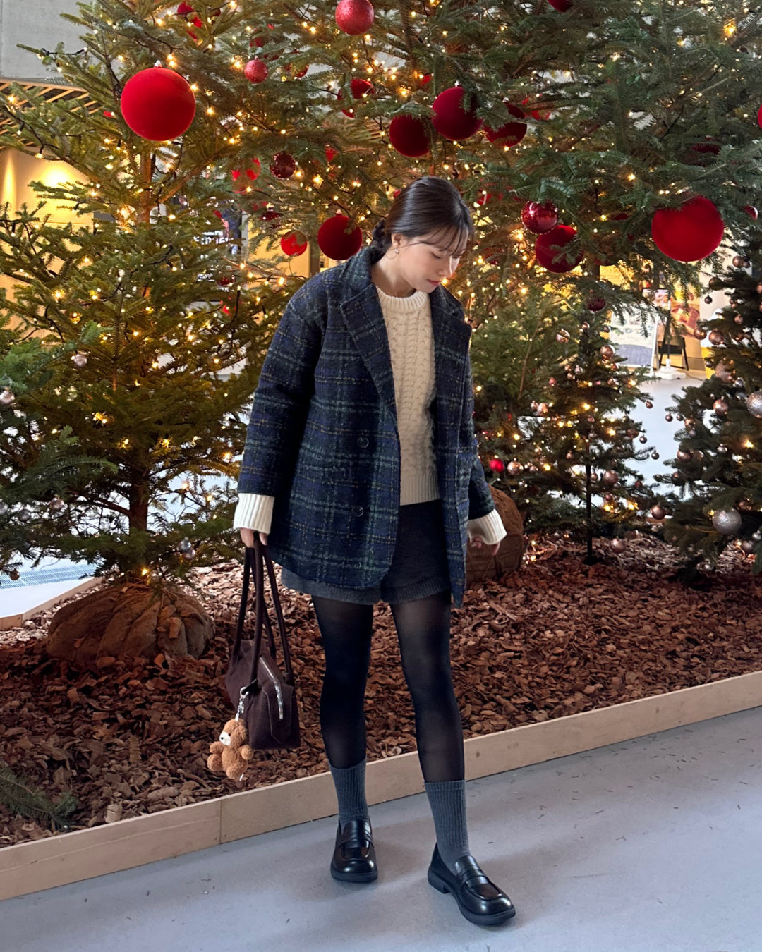 ネイビーチェックツイードミドルジャケット AY1104 – YOLO（ヨロ