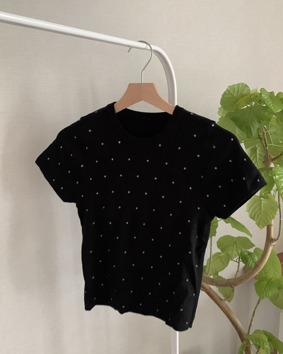 ラウンドネック水玉Tシャツ AY1292